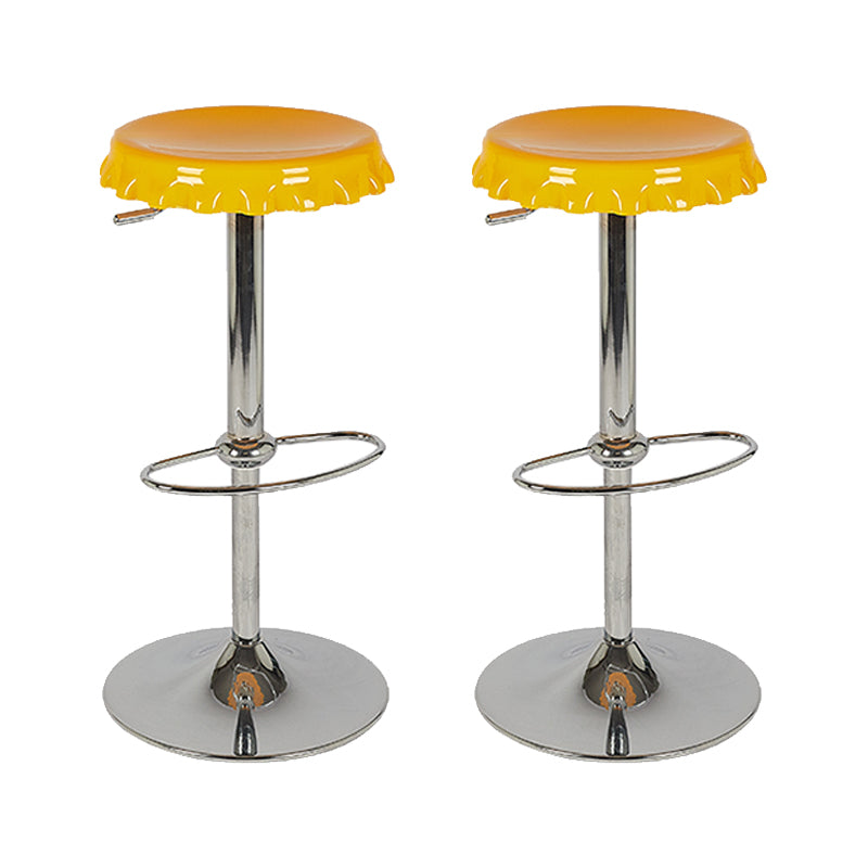 Contemporary Adjustable Backrest Counter High Stool with Metal Base