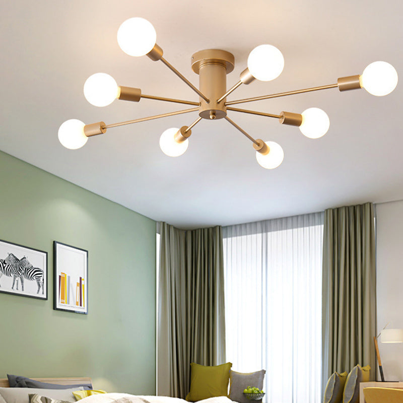 Industrial Style Iron Ceiling Light with Glass Shade for Bedroom