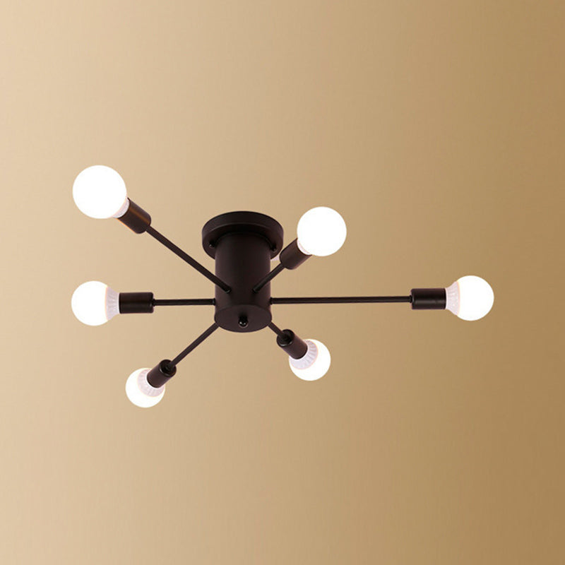 Industrial Style Iron Ceiling Light with Glass Shade for Bedroom