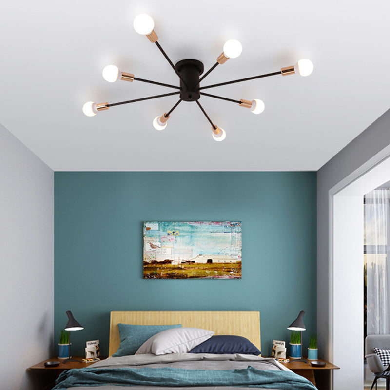 Industrial Style Iron Ceiling Light with Glass Shade for Bedroom