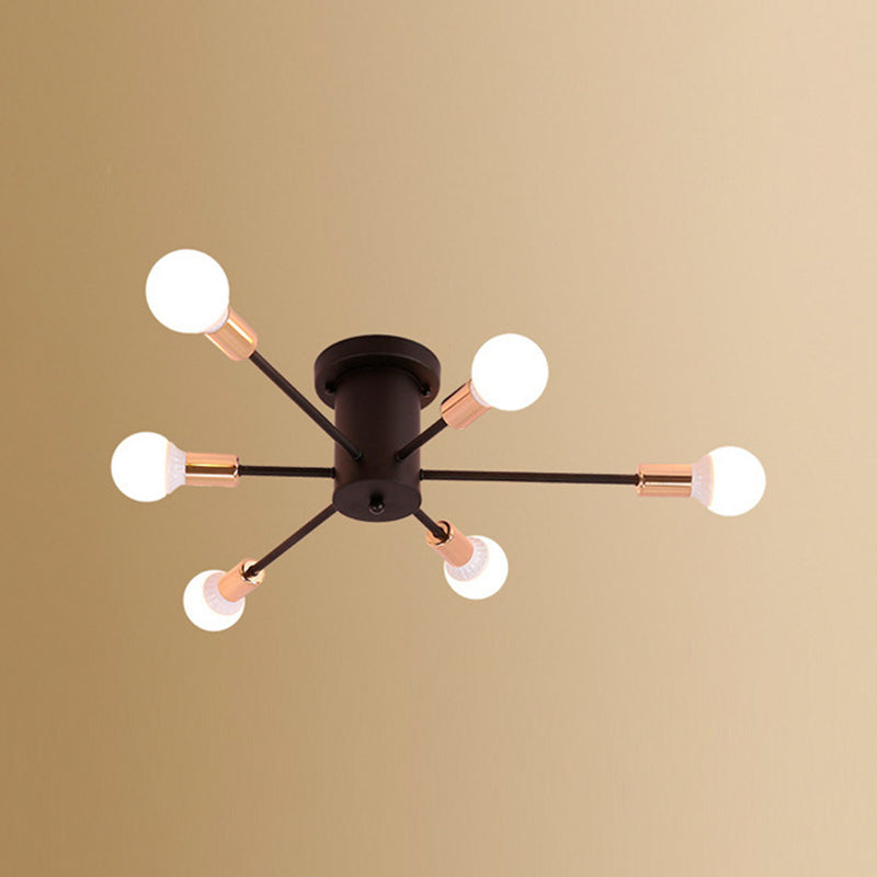Industrial Style Iron Ceiling Light with Glass Shade for Bedroom