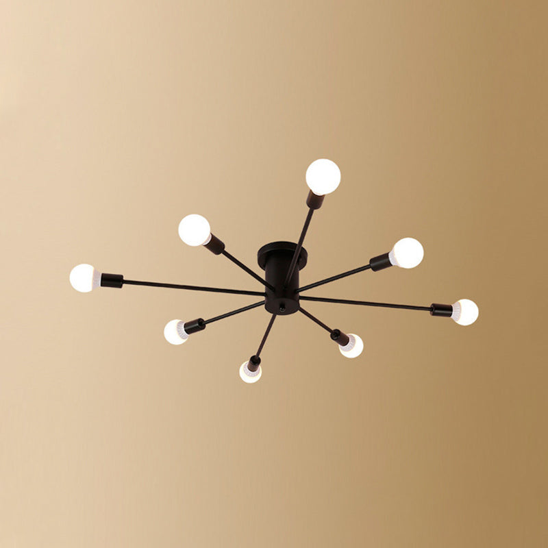 Industrial Style Iron Ceiling Light with Glass Shade for Bedroom