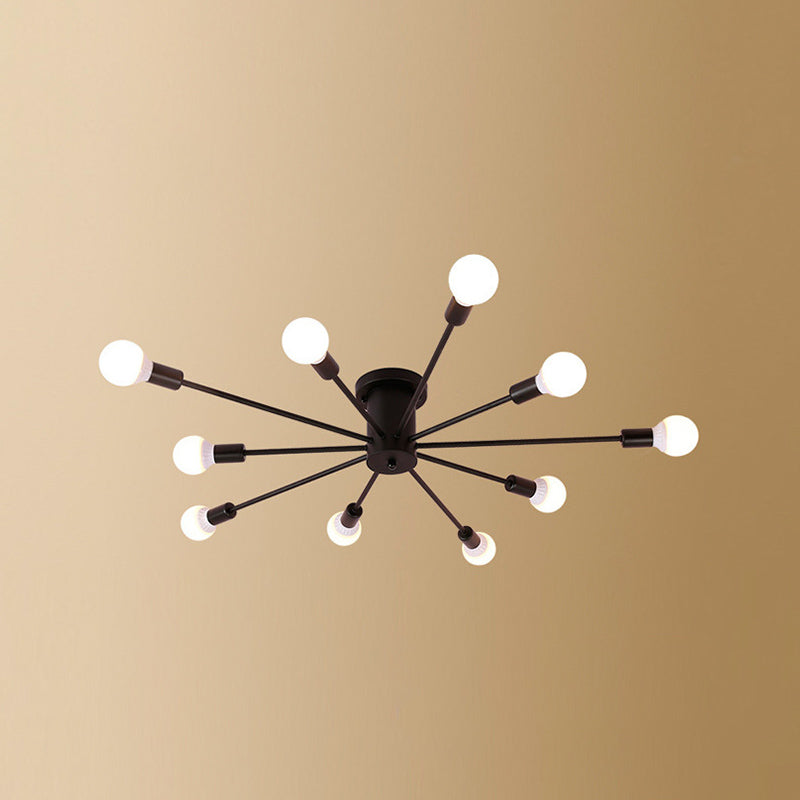 Industrial Style Iron Ceiling Light with Glass Shade for Bedroom