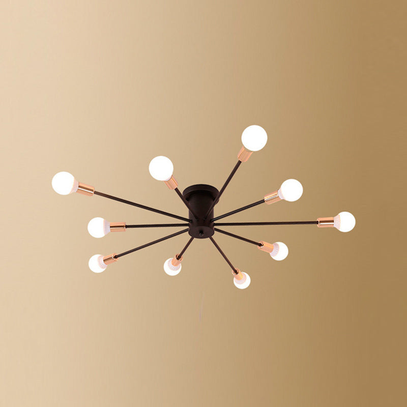 Industrial Style Iron Ceiling Light with Glass Shade for Bedroom