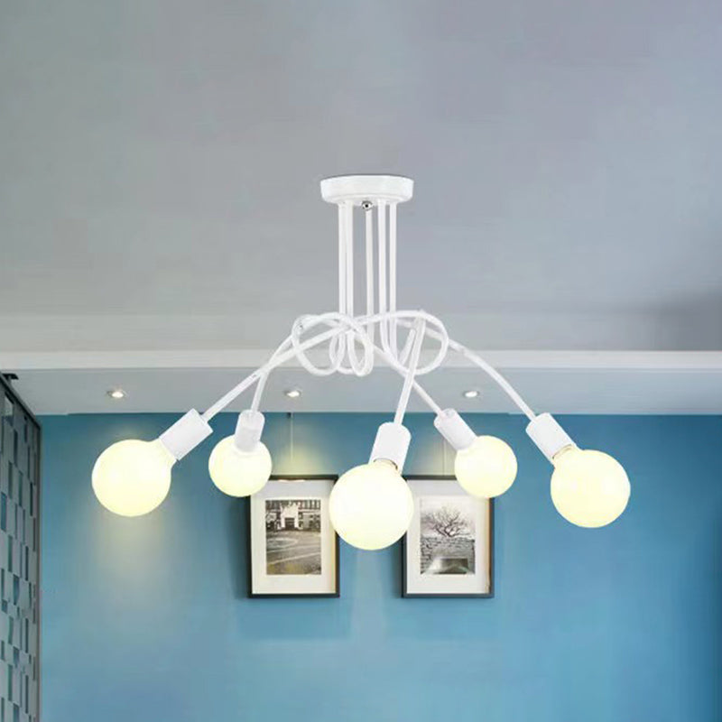 Industrial Style Iron Ceiling Light 5-Lights Curve Shape for Bedroom