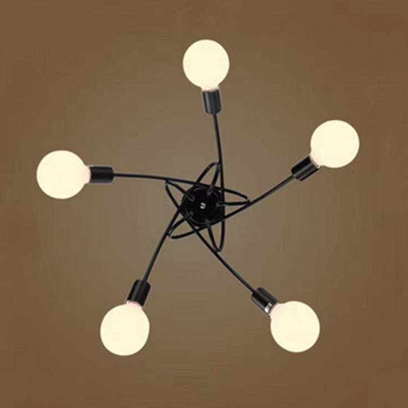 Industrial Style Iron Ceiling Light 5-Lights Curve Shape for Bedroom