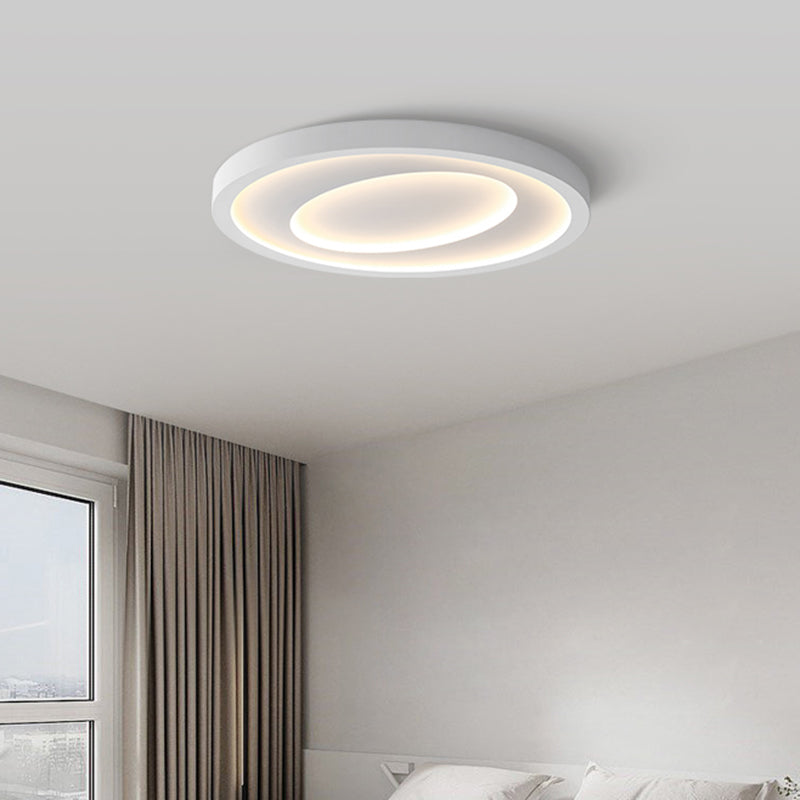 Minimalism Circle Flush Mount Ceiling Light Fixture in White for Bedroom