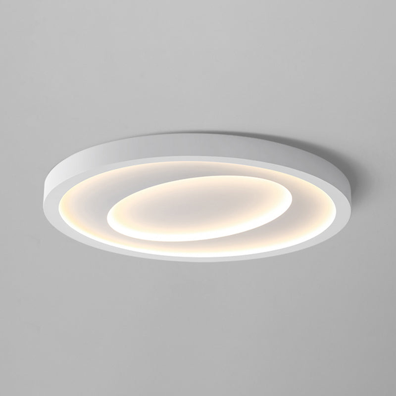 Minimalism Circle Flush Mount Ceiling Light Fixture in White for Bedroom