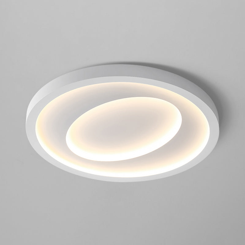 Minimalism Circle Flush Mount Ceiling Light Fixture in White for Bedroom