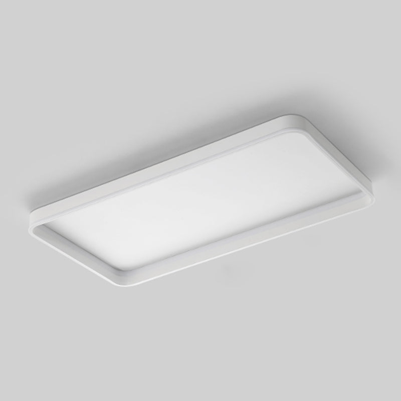 Minimalism Rectangular Flush Mount Ceiling Light Fixture in White for Living Room