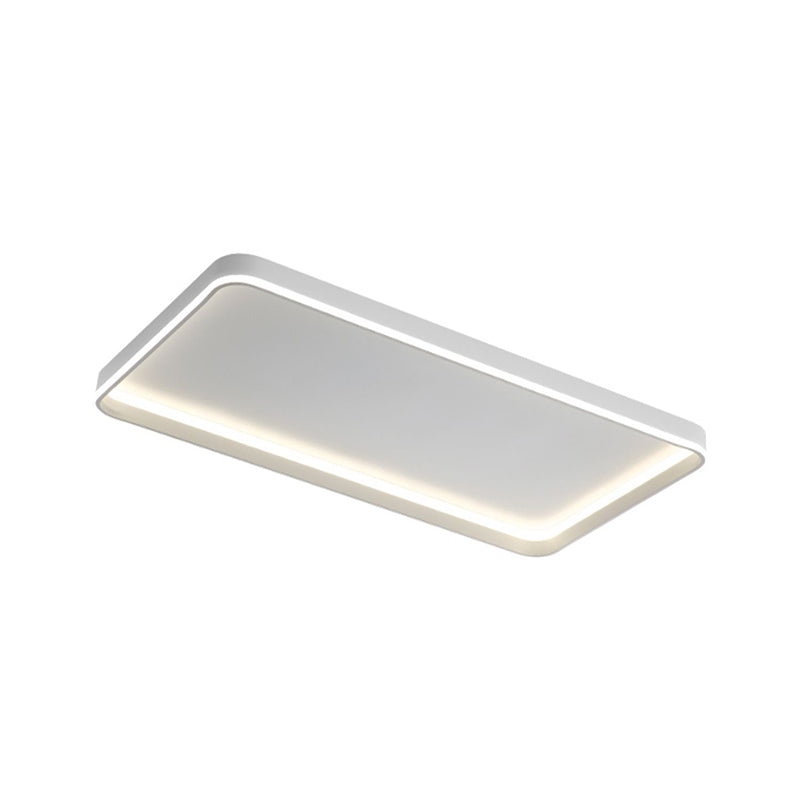 Minimalism Rectangular Flush Mount Ceiling Light Fixture in White for Living Room