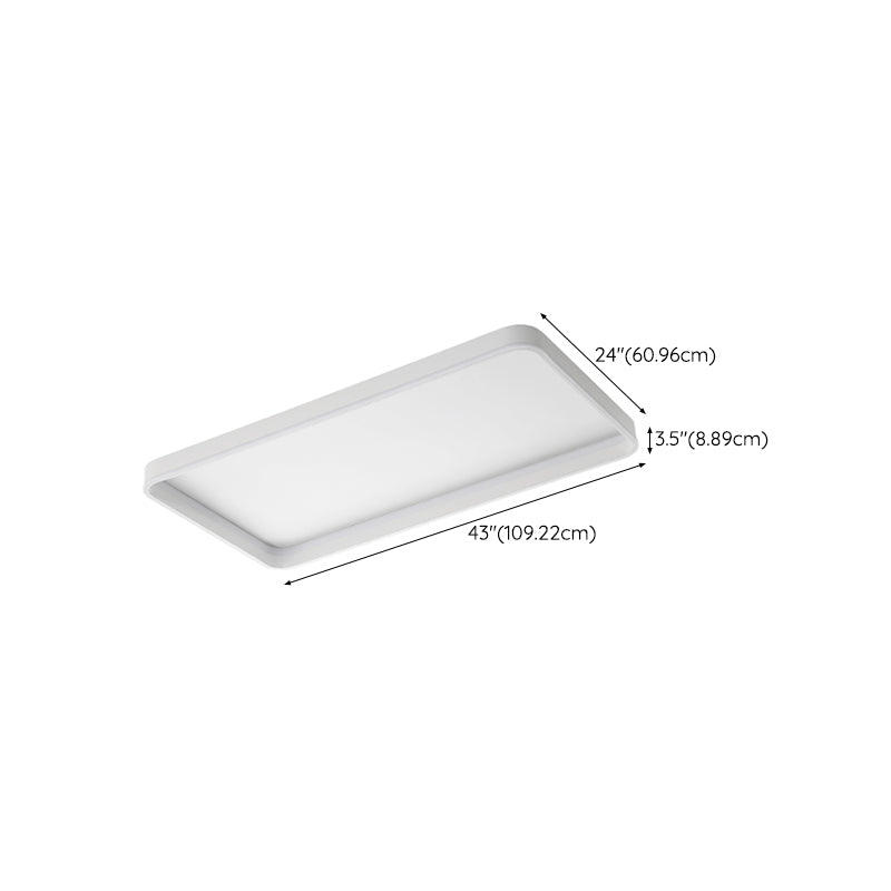 Minimalism Rectangular Flush Mount Ceiling Light Fixture in White for Living Room