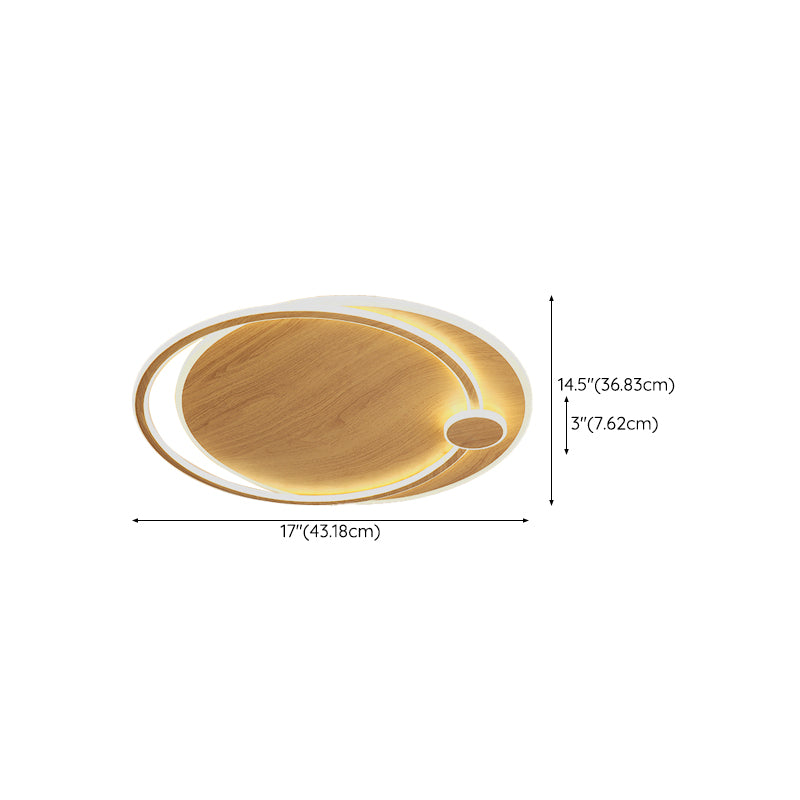 Modernism Round Flush Mount Ceiling Light Fixture in Wood Color for Bedroom