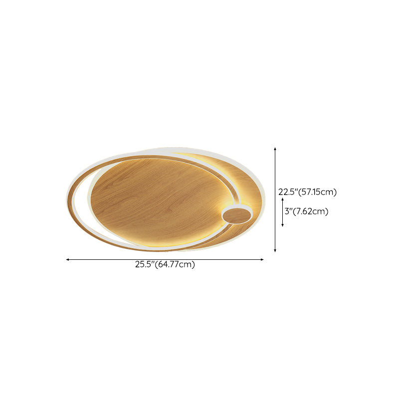 Modernism Round Flush Mount Ceiling Light Fixture in Wood Color for Bedroom