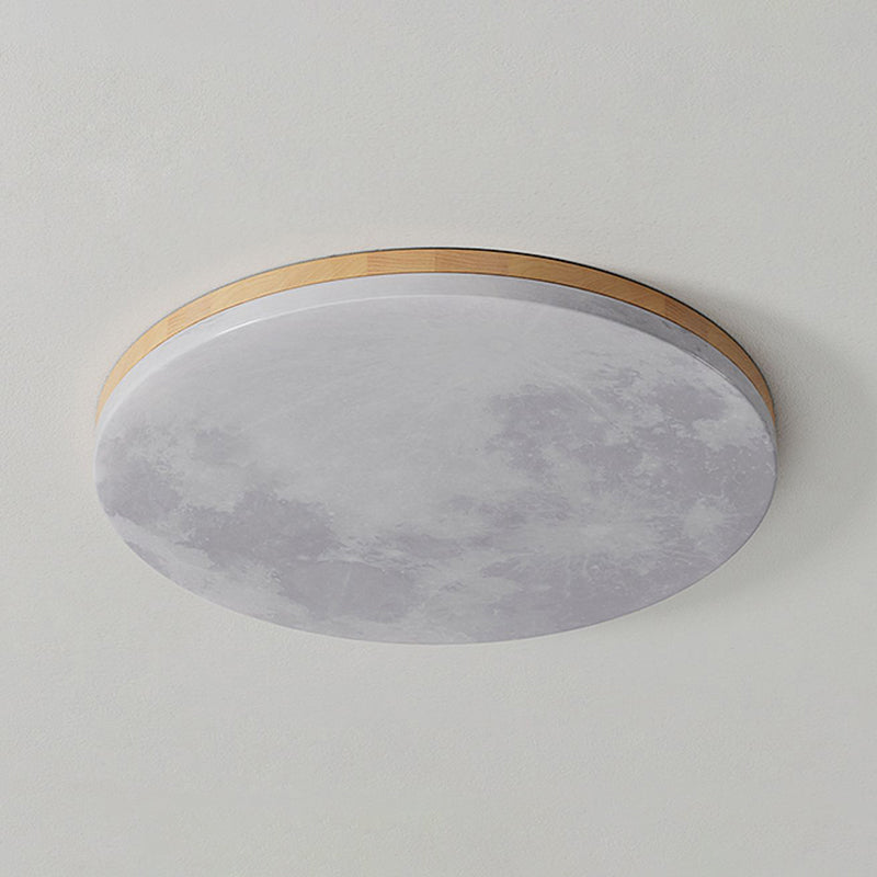 Modernism Circle Flush Mount Ceiling Light Fixture with Wood for Bedroom