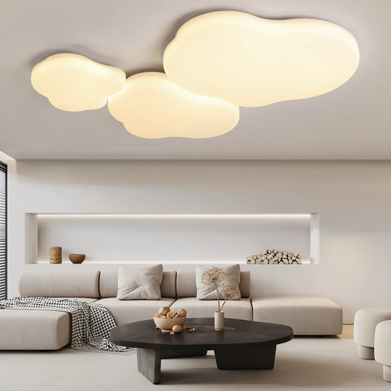 Cloud Shape Flush Ceiling Lights Modern Acrylic Flush Mount Lighting in White Finish