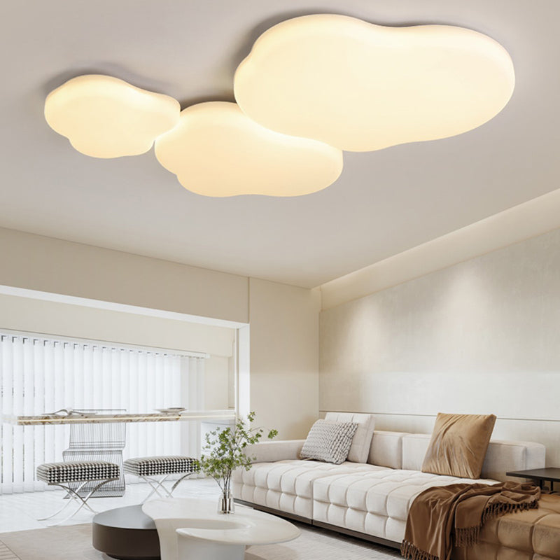 Cloud Shape Flush Ceiling Lights Modern Acrylic Flush Mount Lighting in White Finish