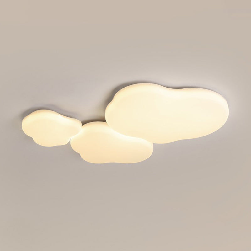 Cloud Shape Flush Ceiling Lights Modern Acrylic Flush Mount Lighting in White Finish
