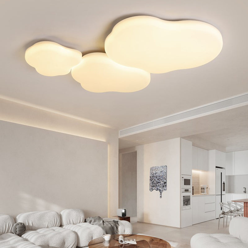 Cloud Shape Flush Ceiling Lights Modern Acrylic Flush Mount Lighting in White Finish