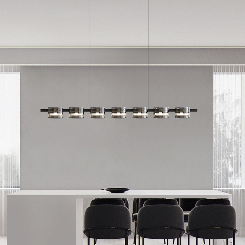 Hanging Lamp Modern Island Chandelier Lights in Black Finish for Dining Room