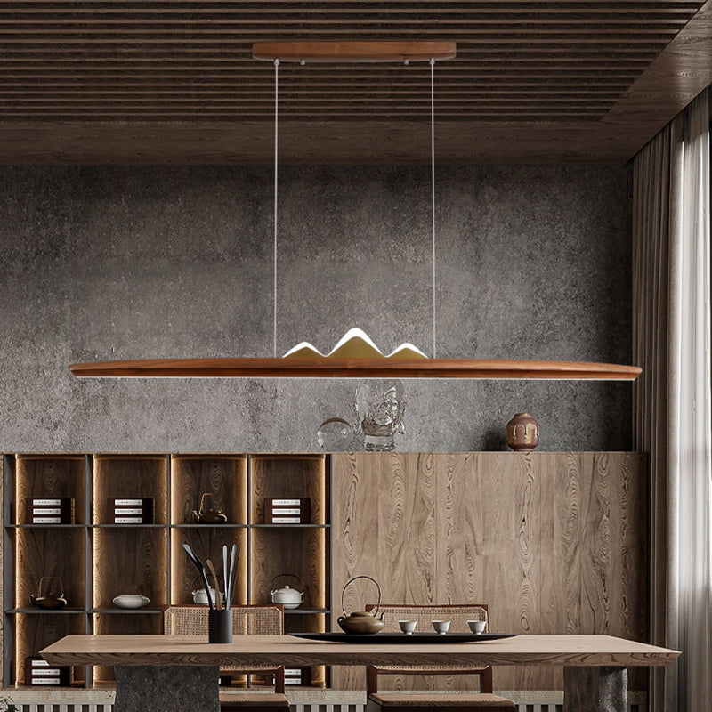 Modern Style Pendant Lighting Fixtures Wooden Shade Island Lighting Ideas for Kitchen