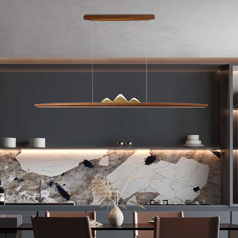 Modern Style Pendant Lighting Fixtures Wooden Shade Island Lighting Ideas for Kitchen