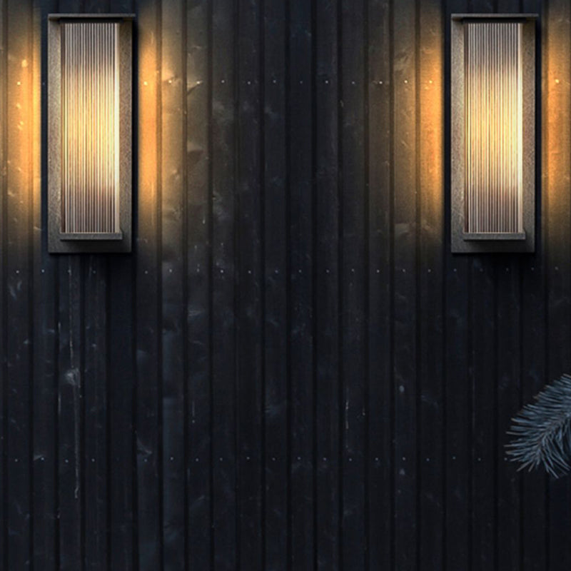 Rectangle Wall Sconce Contemporary Waterproof Wall Light Fixture for Courtyard
