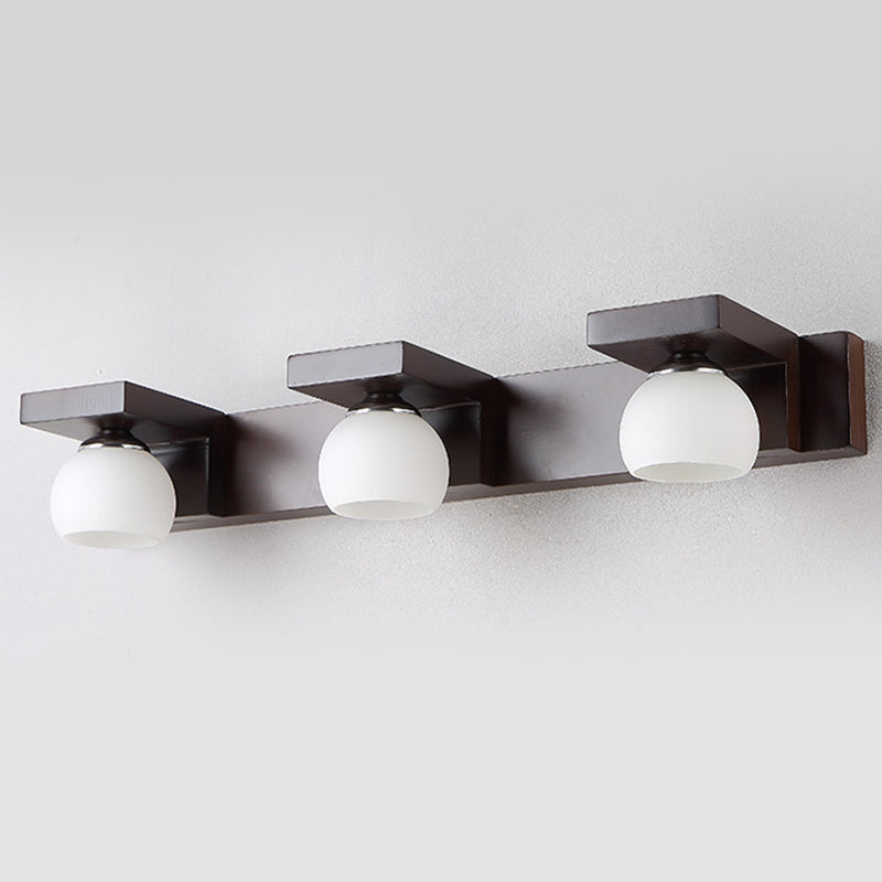Bowl Shape Wood Vanity Lights Modern Style 2/3 Lights Vanity Light Fixtures in Brown