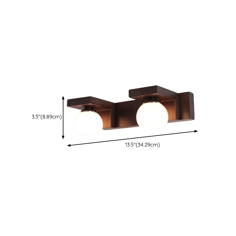 Bowl Shape Wood Vanity Lights Modern Style 2/3 Lights Vanity Light Fixtures in Brown