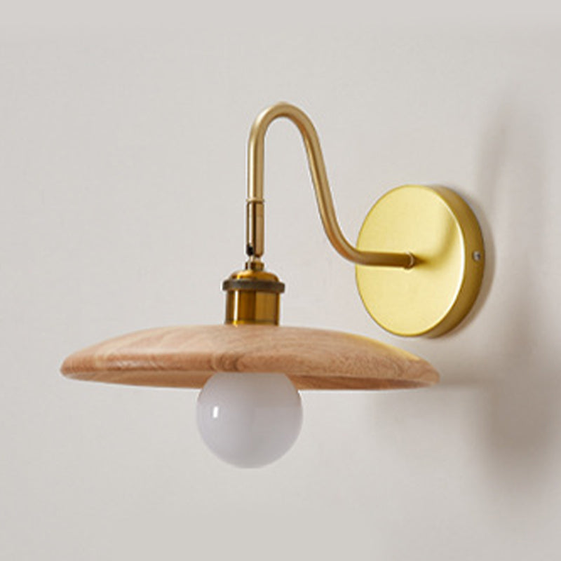 Modernism Single Golden Bathroom Vanity Light Shaded Bath Bar with Wood