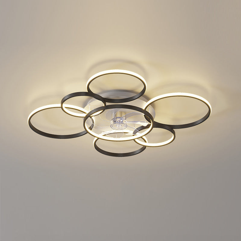 Modern 7-Light Golden/Black Ceiling Fan Lamp LED Ceiling Fan Light for Living Room