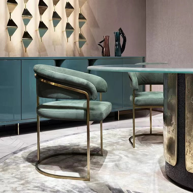 Glam Style Dining Chair Upholstered Arm Chair for Dining Room
