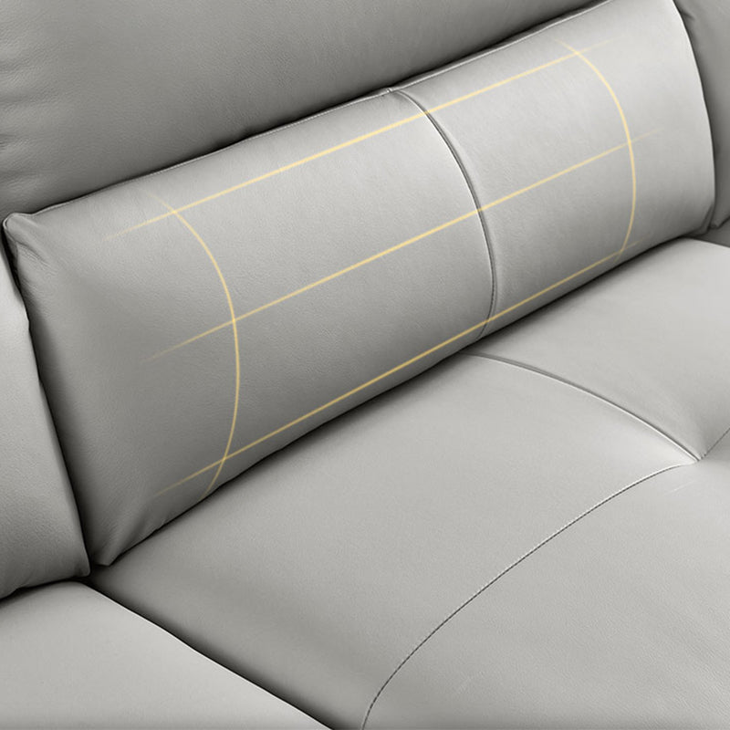 Contemporary Genuine Leather Sewn Pillow Back Sofa For Living Room