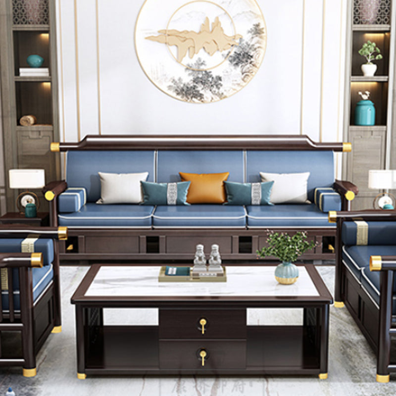 Contemporary Style Wood Frame Faux Leather Sofa For Living Room
