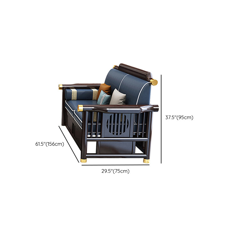 Contemporary Style Wood Frame Faux Leather Sofa For Living Room