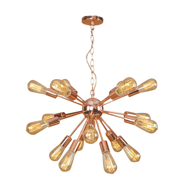 18/21 Lights Iron Chandelier Light Farmhouse Copper/Gold Finish Sputnik Ceiling Fixture for Dining Room