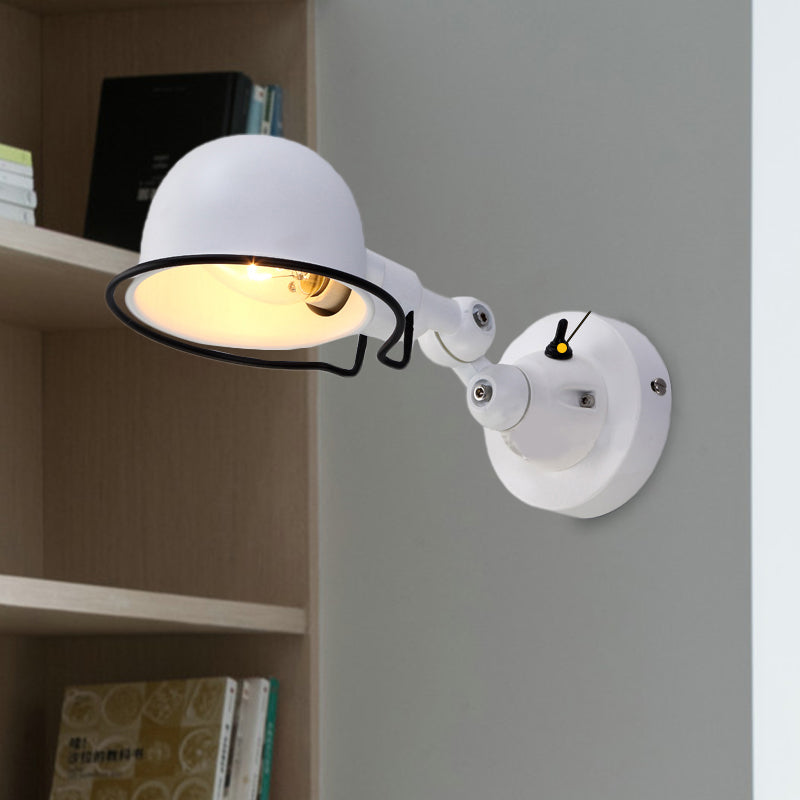 Rust/White Dome Lampa de pared Splique Retro Style 1 Light Comedor iluminación de pared ajustable con anillo