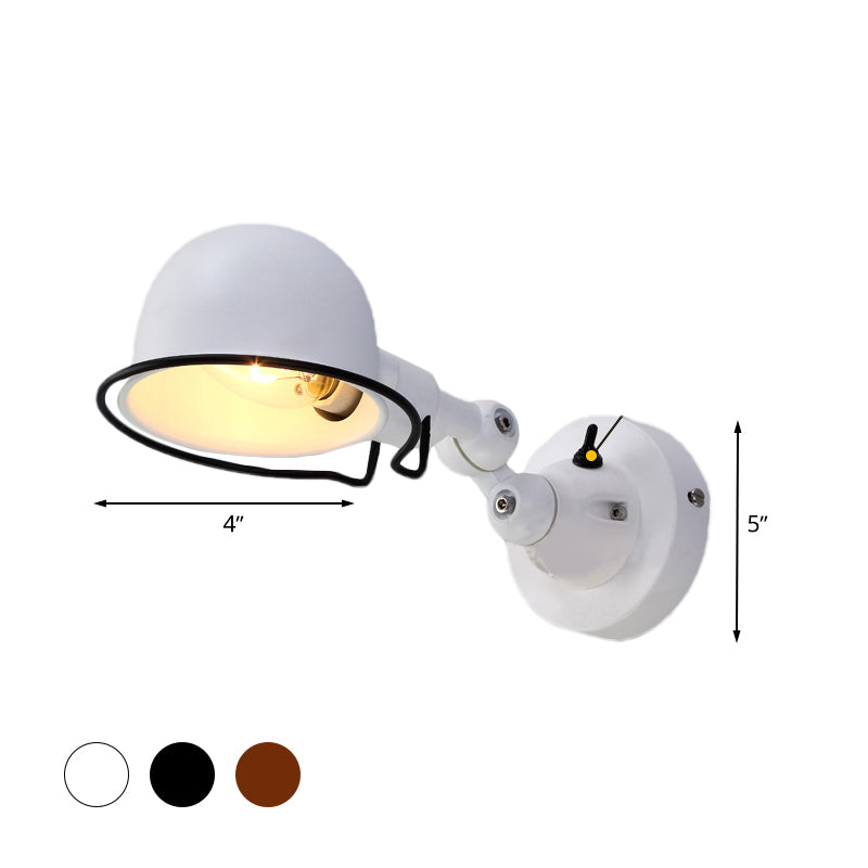 Rust/White Dome Lampa de pared Splique Retro Style 1 Light Comedor iluminación de pared ajustable con anillo