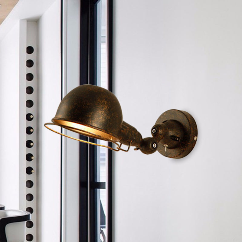 Rust/White Dome Lampa de pared Splique Retro Style 1 Light Comedor iluminación de pared ajustable con anillo