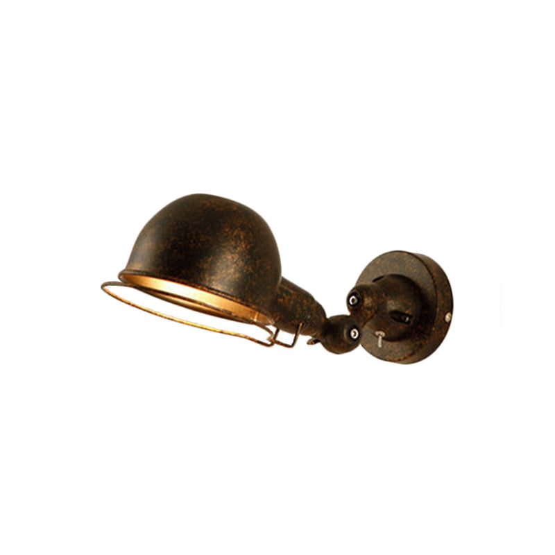 Rust/White Dome Lampa de pared Splique Retro Style 1 Light Comedor iluminación de pared ajustable con anillo