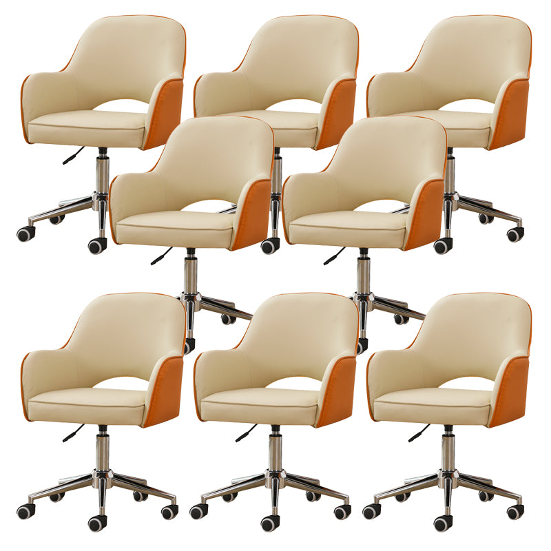 Armless Office Chair Contemporary Desk Chair with Wheels for Living Room