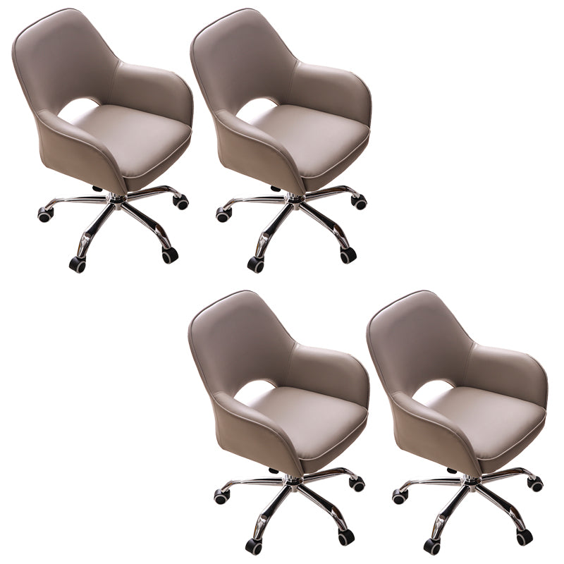 Contemporary Armless Office Chair Leather Distressing Ergonomic Desk Chair with Wheels