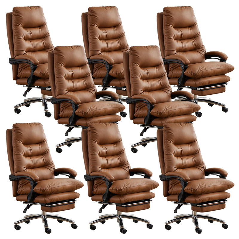 Modern Padded Arms Office Chair No Distressing Leather Ergonomic Slide Chair with Wheels