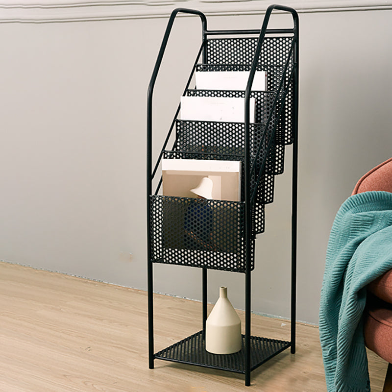 Modern Style Vertical Metal Bookshelf Closed Back Bookcase with Shelves