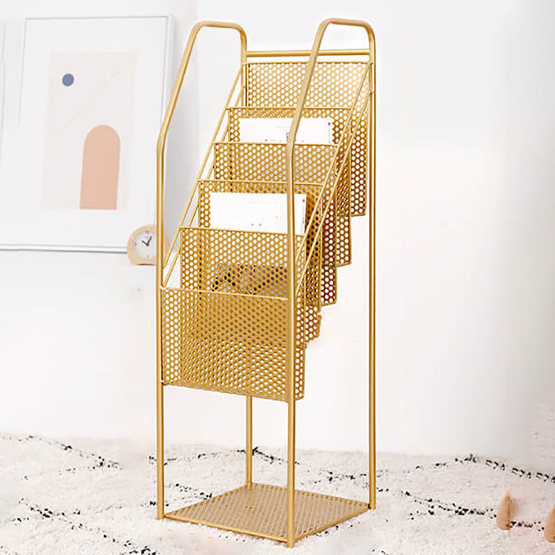 Modern Style Vertical Metal Bookshelf Closed Back Bookcase with Shelves