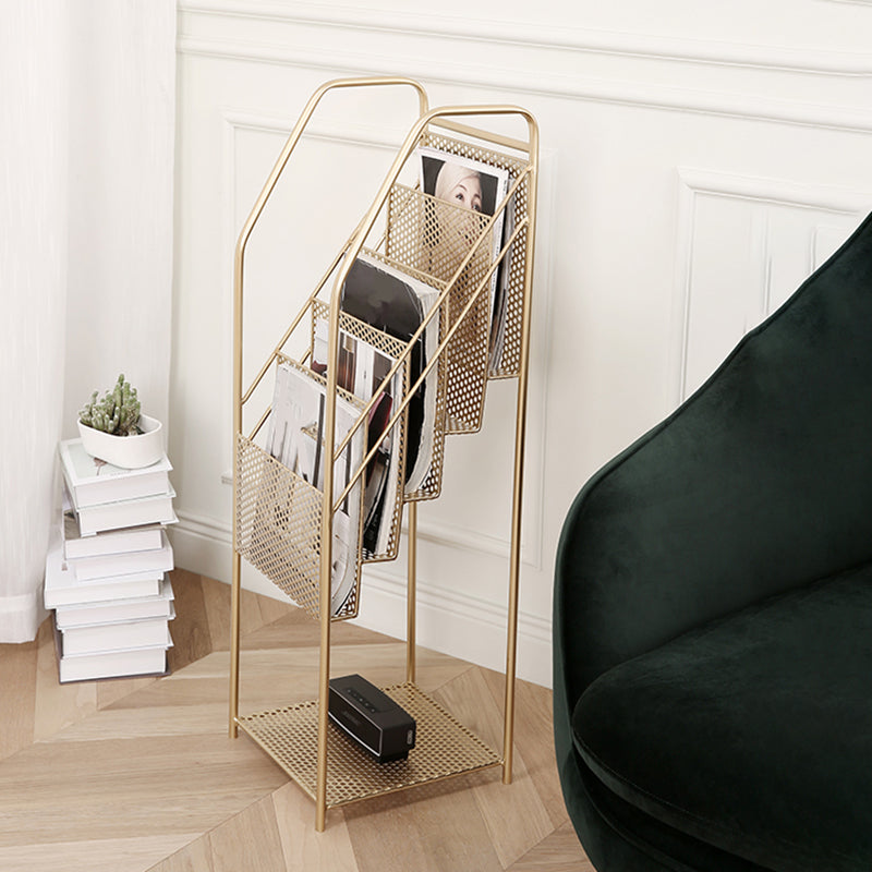 Modern Style Vertical Metal Bookshelf Closed Back Bookcase with Shelves