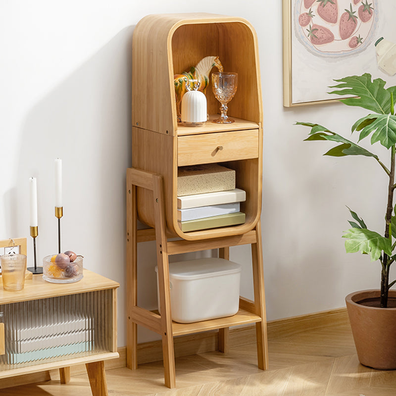 Vertical Contemporary Bamboo Bookcase Closed Back Bookshelf with Drawer