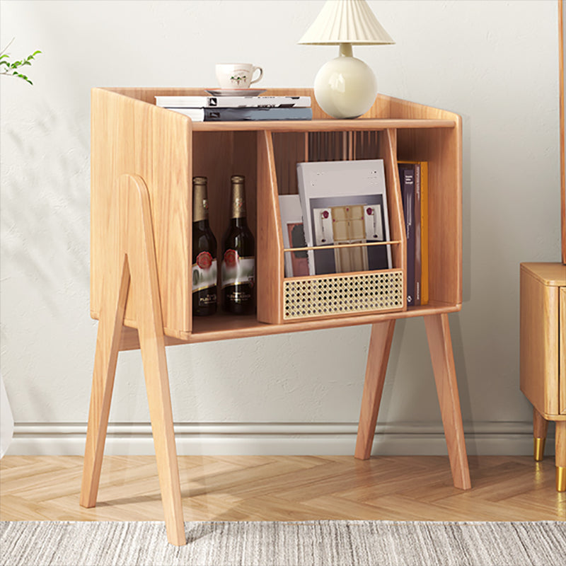 Modern Style Solid Wood Bookshelf Vertical Back Bookcase with Shelves