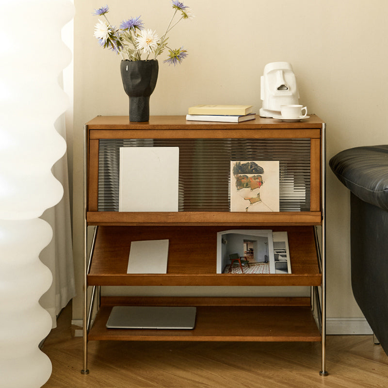 Modern Style Solid Wood Bookshelf Vertical Back Bookcase with Shelves