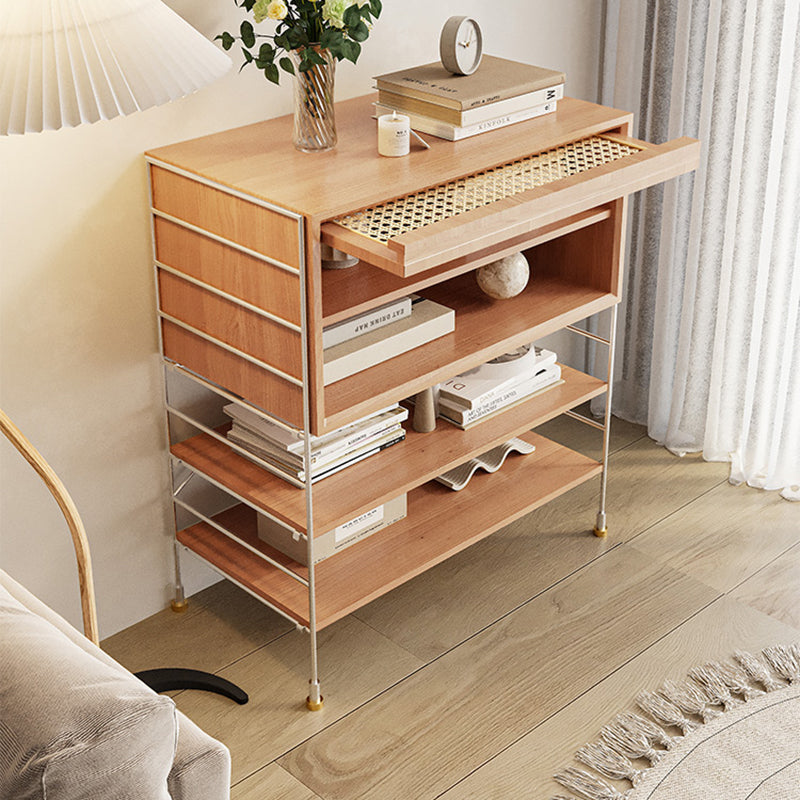 Modern Style Solid Wood Bookshelf Vertical Back Bookcase with Shelves